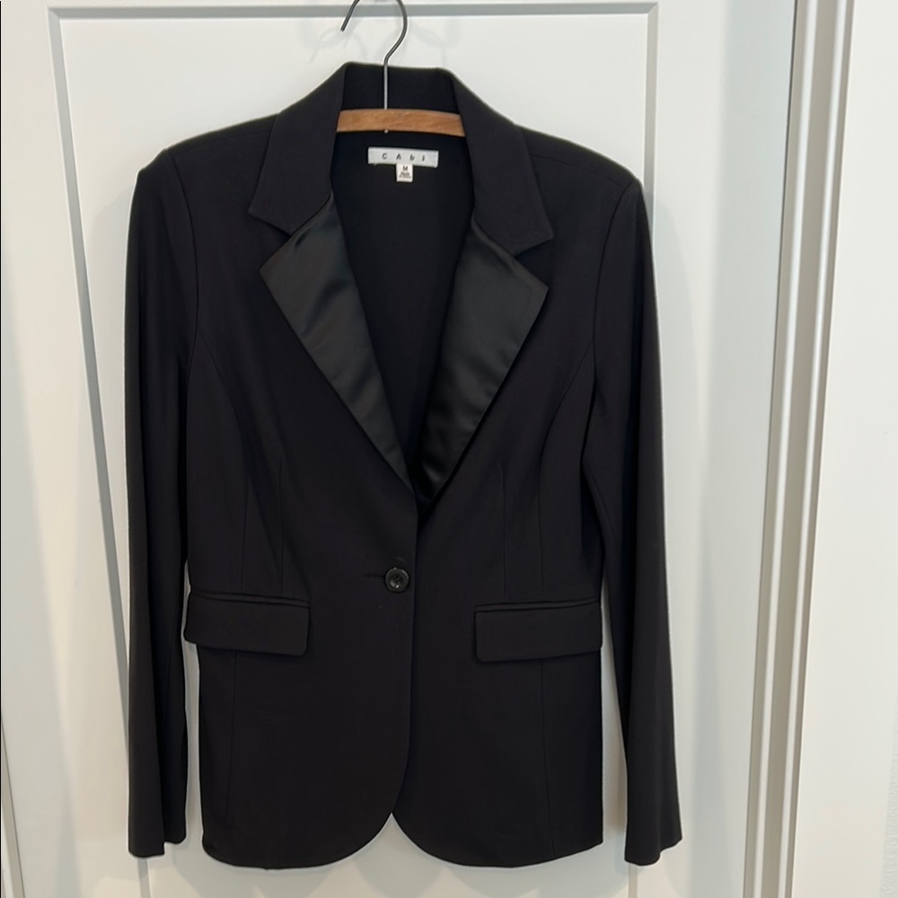 CAbi Black Blazer Satin Lapels Formal